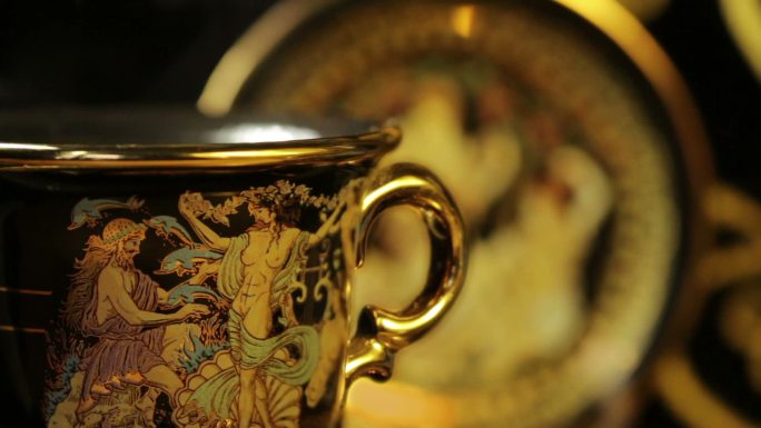 咖啡杯上的蒸汽金杯子异域风情希腊罗马