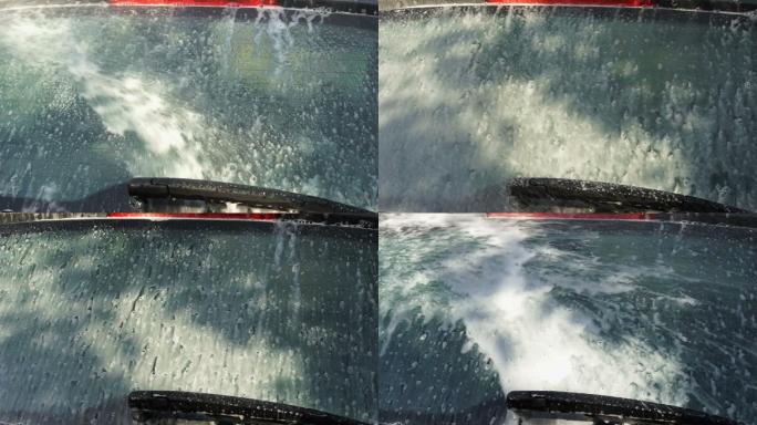 洗汽车后窗清洁私家车泡沫