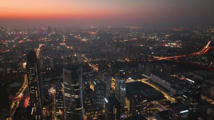 航拍 宁波东部新城夜景