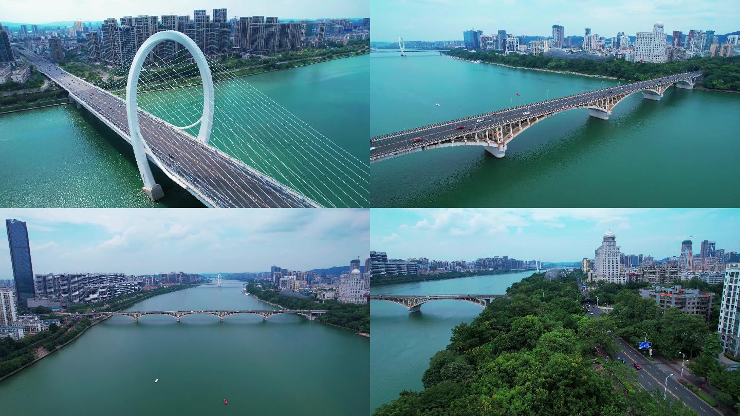 柳州白沙大桥壶东大桥多建筑航拍6分55秒