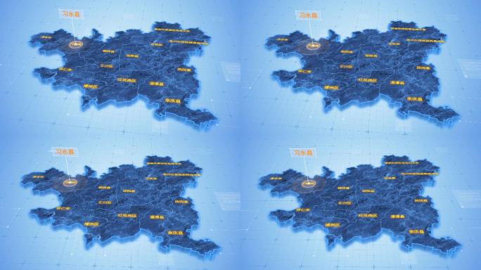 贵州遵义习水县三维科技感地图ae模板