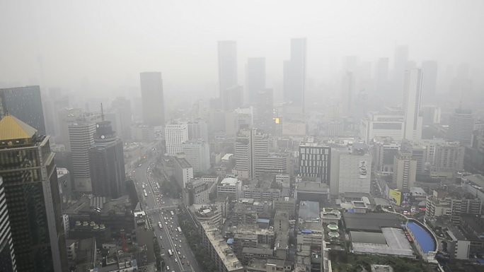 中国成都鸟瞰图中国成都雾都交通建筑