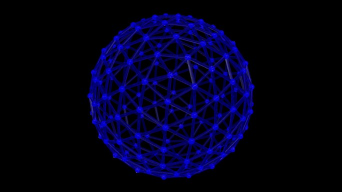 动画抽象蓝色霓虹格子球旋转背景