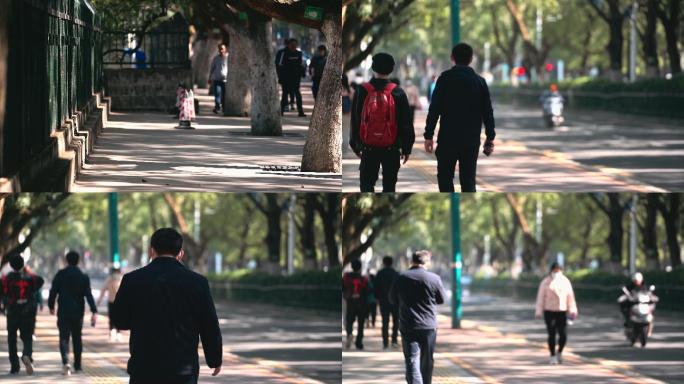 4K湖南大学放学的师生背影空镜