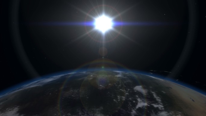 太空中的地球旋转自转地平线地平面