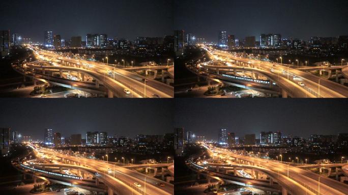 城市夜间的交通路夜