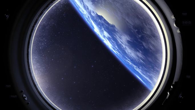 透过宇宙飞船的窗户看到的地球