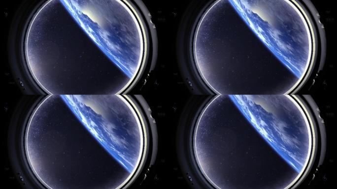 透过宇宙飞船的窗户看到的地球