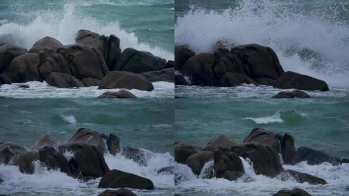 礁石浪花飞溅-高速摄影