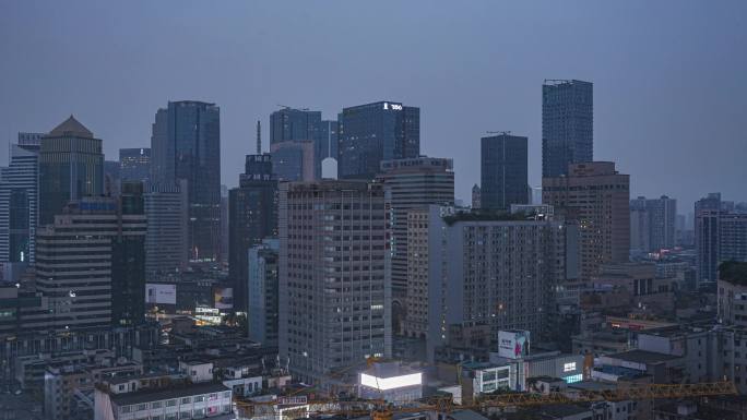 成都春熙路骡马市商业楼夜景延时摄影4K