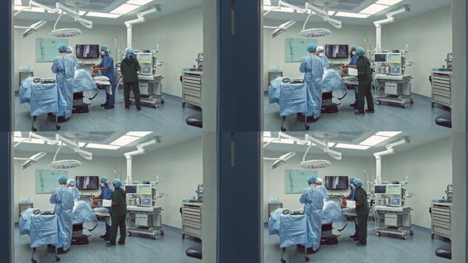 医疗团队工作与病人在医院外科手术