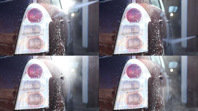 洗车，泡沫肥皂洗涤挡风玻璃