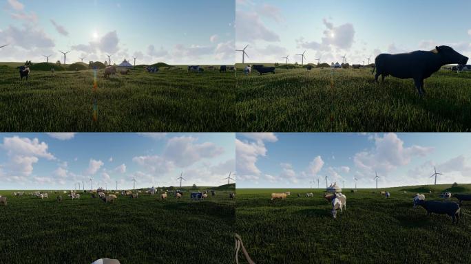 内蒙古大草原奶牛牧场