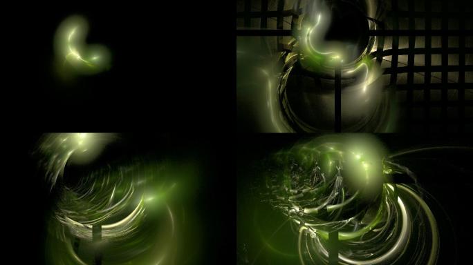 绿色和黄色闪烁旋转的抽象循环动画