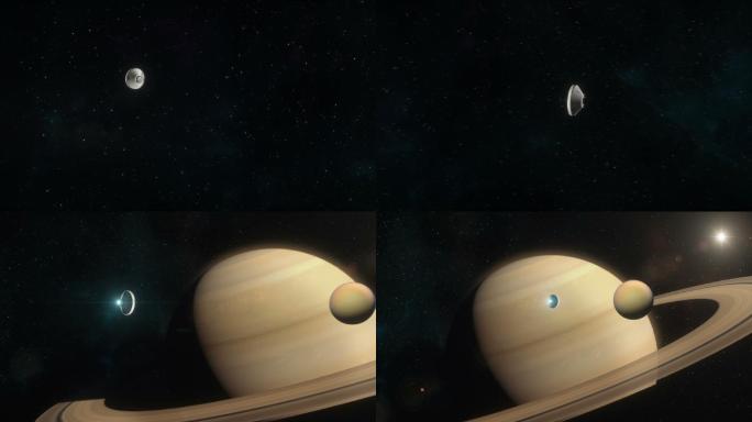 太空舱接近土星和土卫六