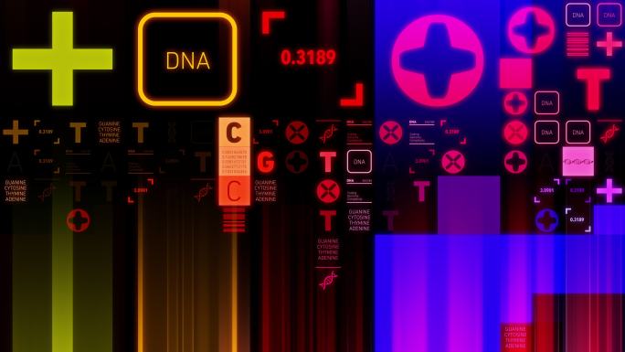 循环动画连续的字母和符号，模拟DNA测序