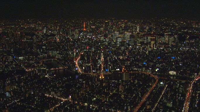 夜晚的城市大景全景