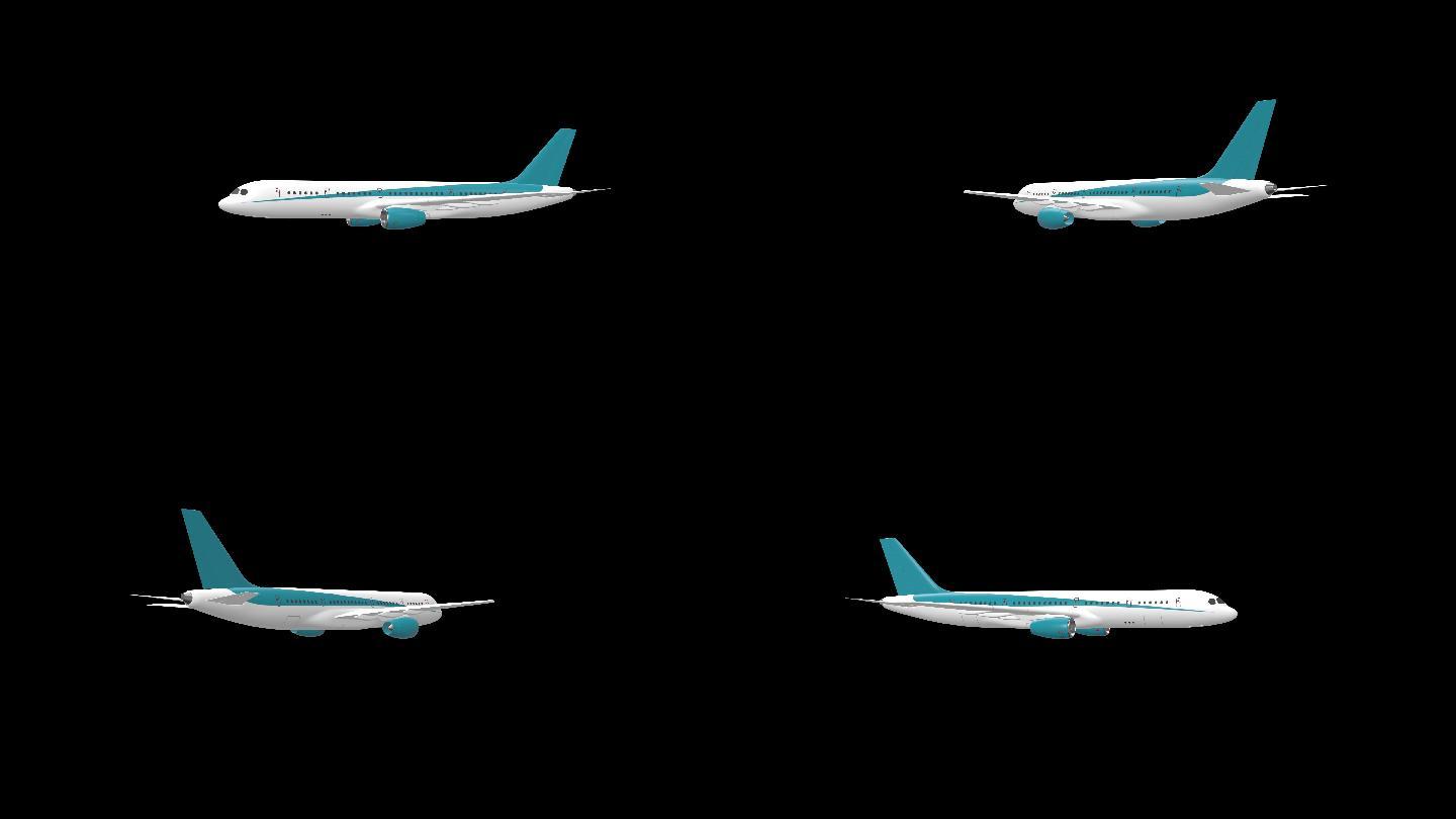 民航客机 透明通道 水平360度旋转模型