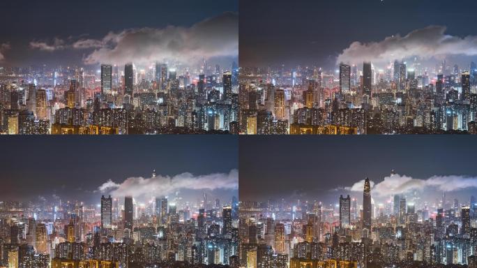 深圳梧桐山雨后云海夜景