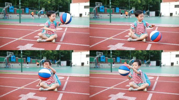 可爱的儿童打篮球