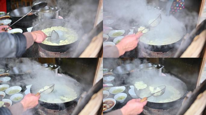 市井生活传统面食店煮抄手