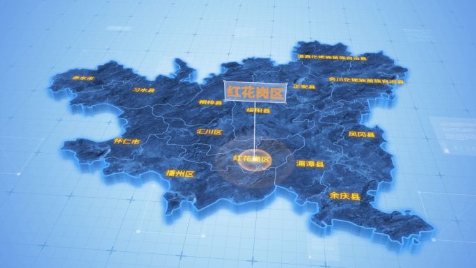 贵州遵义红花岗区三维科技感地图