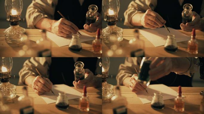 科学家做笔记的特写