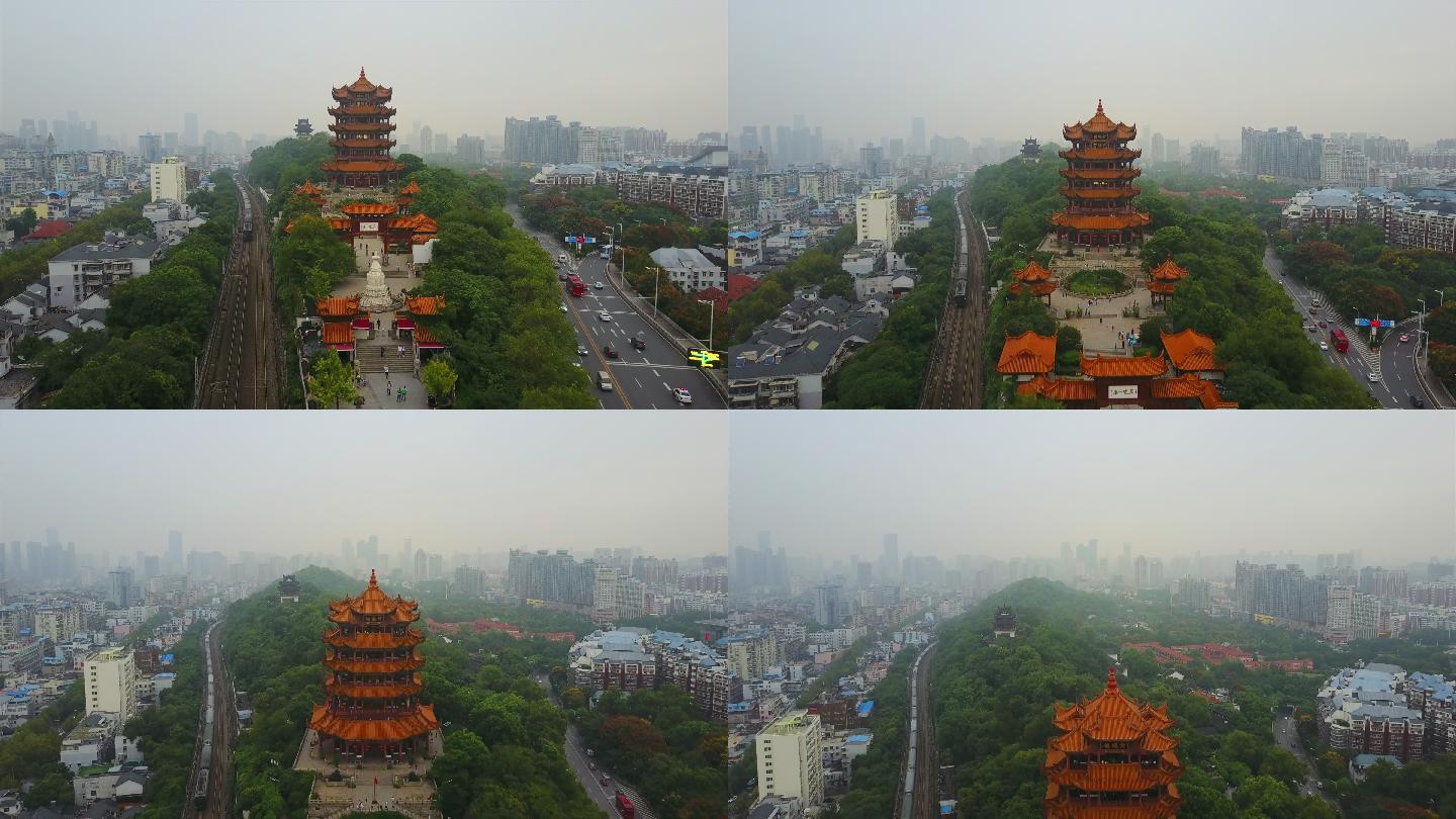 武汉城市景观黄鹤寺交通道路航拍全景