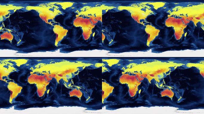 全球太阳能辐射分布图720°全息内投球