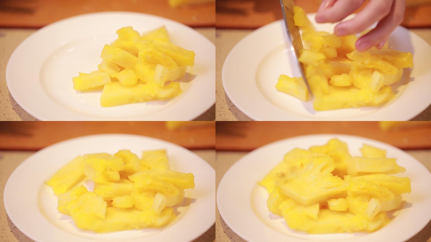 削菠萝皮切菠萝块  (3)