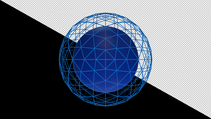 【4K时尚背景】蓝色双层球体旋转透明通道
