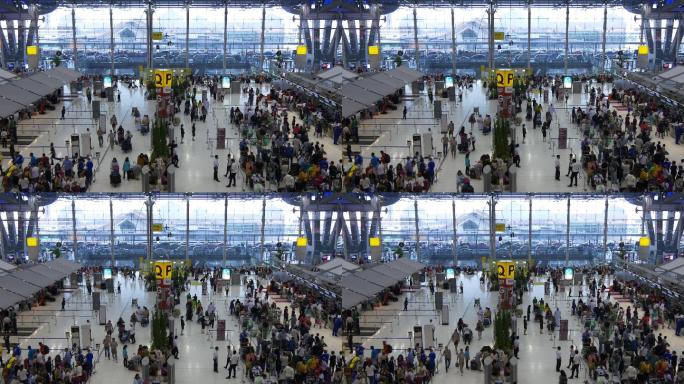 新加坡樟宜机场候机大厅国内出发旅行旅客