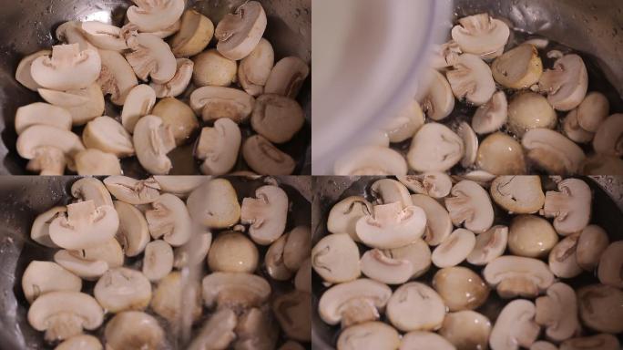 不锈钢水盆清洗口蘑草菇 (4)