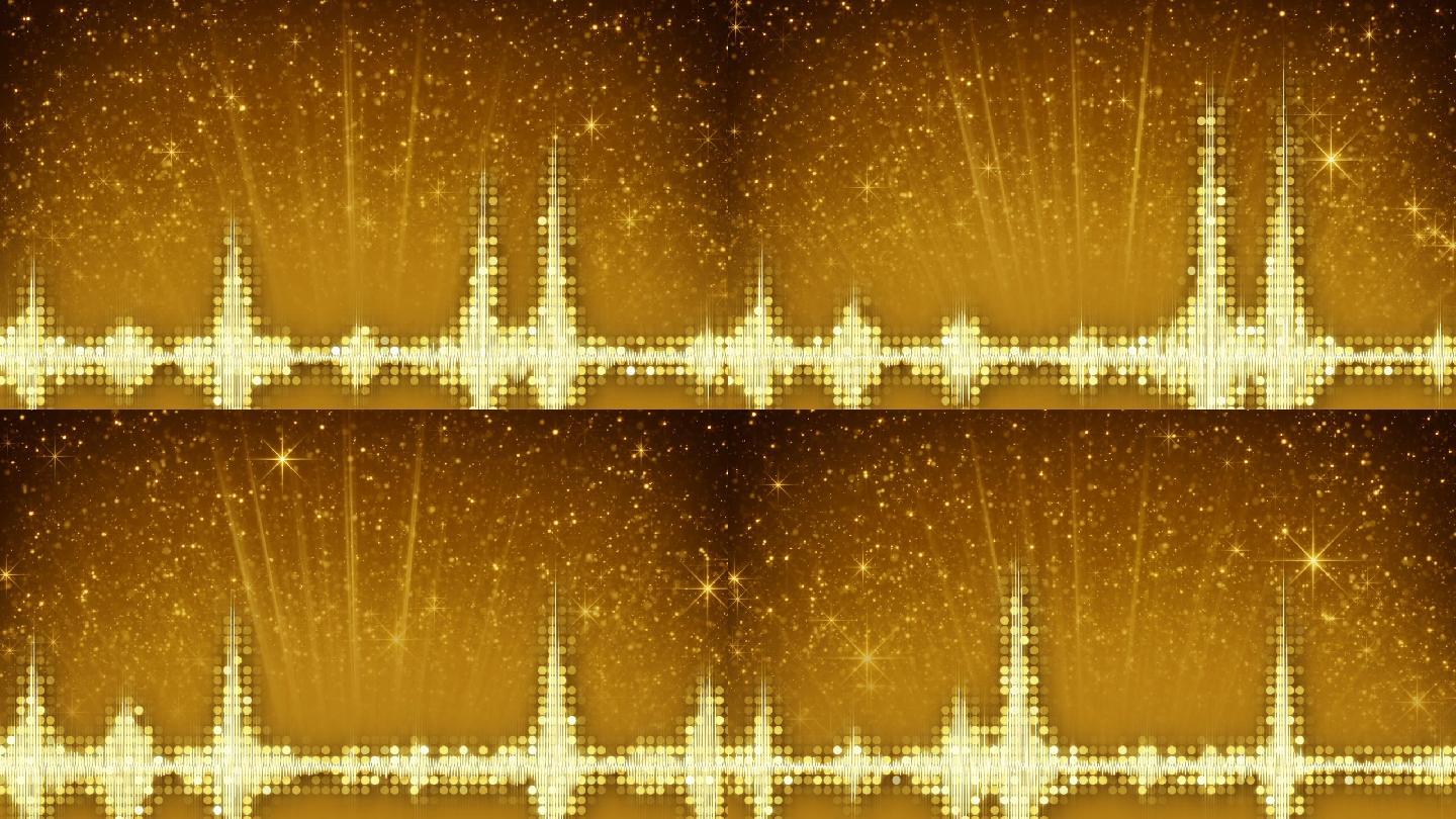 黄色音频波形均衡器和粒子