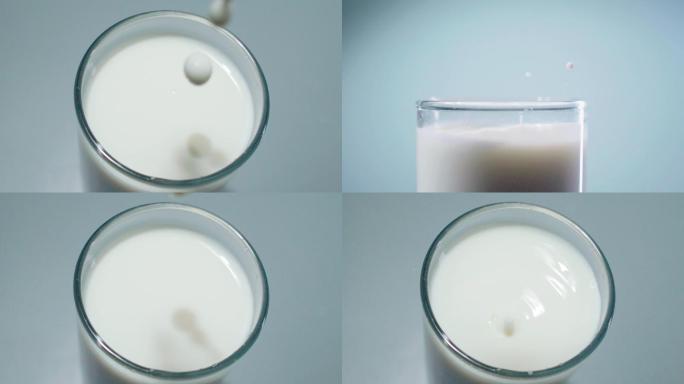 多组滴牛奶溅起奶花翻腾牛奶升格唯美涟漪