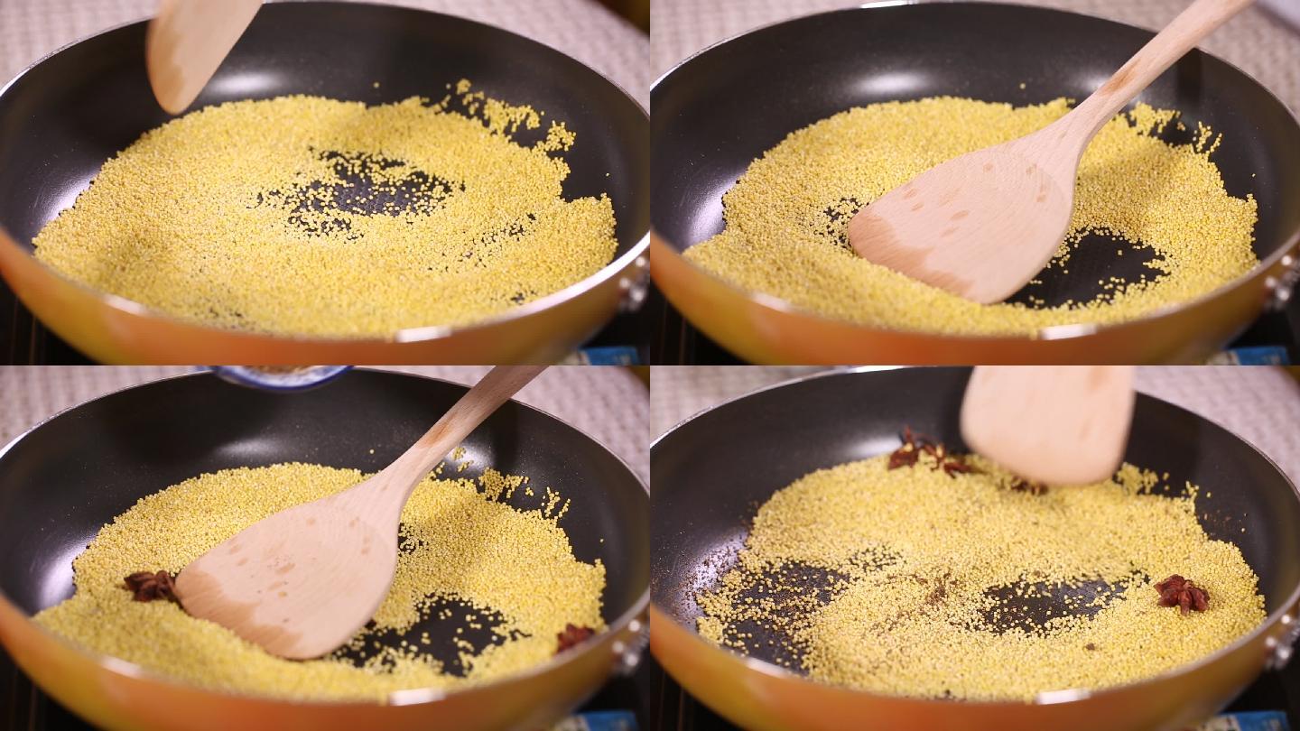 平底锅炒制小米粉蒸排骨原料 (2)