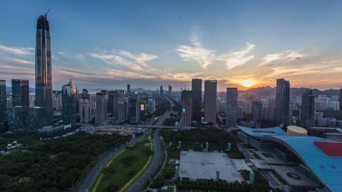 中国城市广东深圳市大景风光延时日专夜