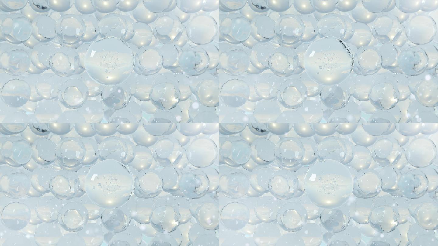 蓝色水分子阵列流动粒子透明精华液