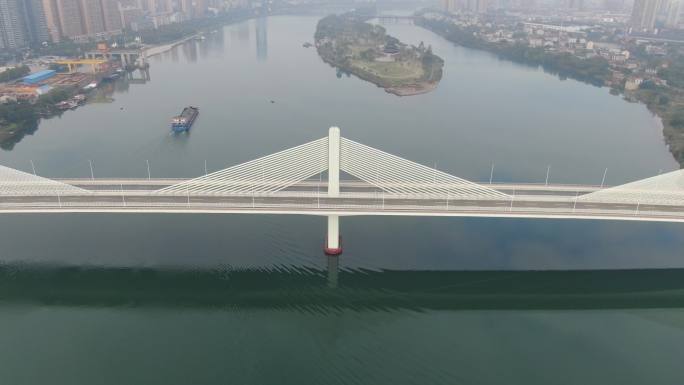 湖南衡阳跨湘江大桥交通航拍