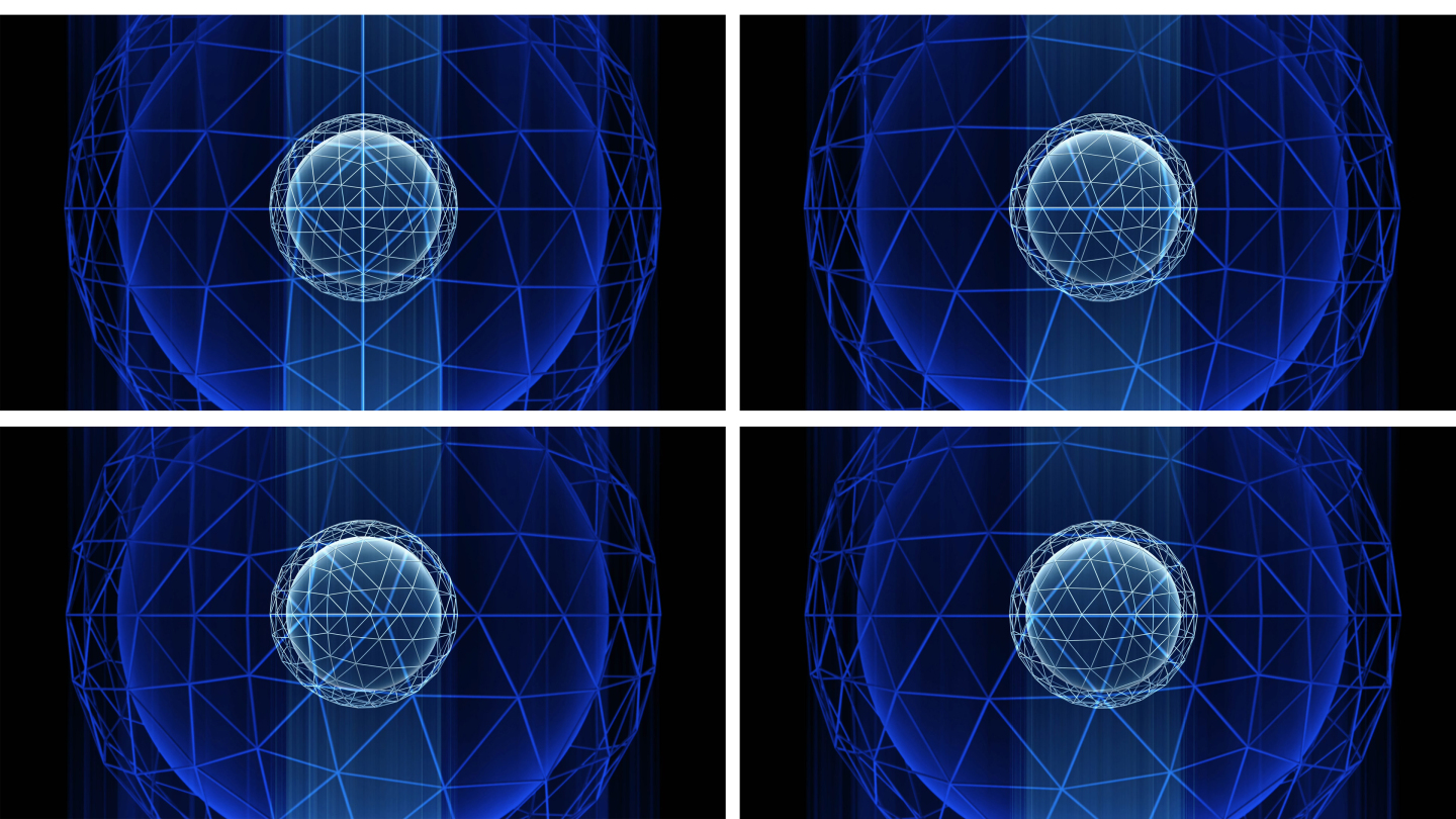 【4K时尚背景】蓝色科技双重球体炫酷光线