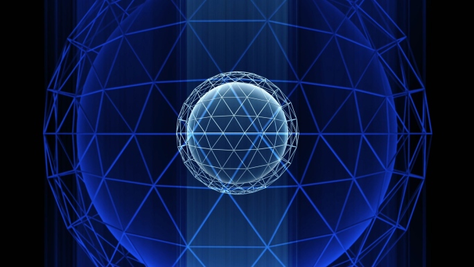【4K时尚背景】蓝色科技双重球体炫酷光线