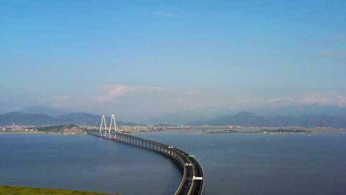 清晨横飞航拍玉环乐清湾跨海大桥二桥4K