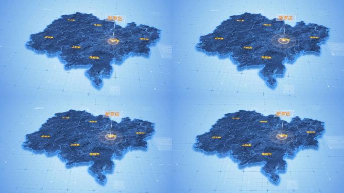 龙岩新罗区三维科技感地图