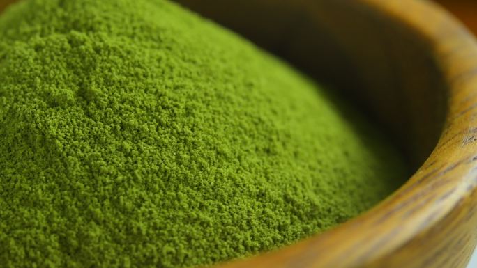有机绿色抹茶粉木碗