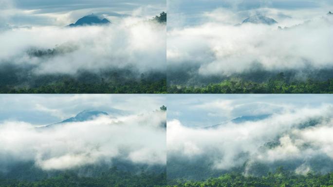 云雾缭绕的山脉云海云雾山海山雾烟雾缭绕