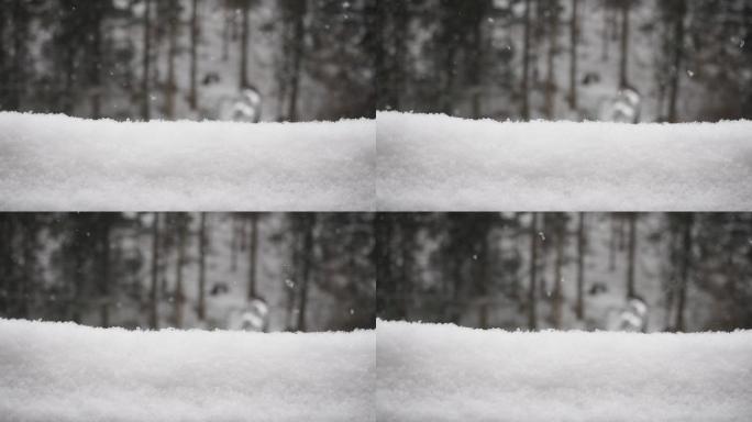 落在树林里的雪花冬天诗意意境雪积雪晶莹
