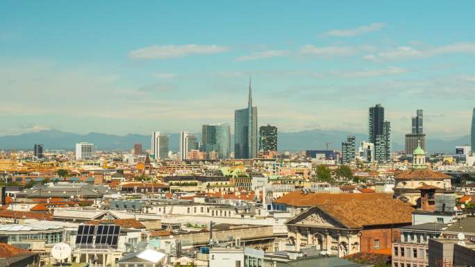 米兰城市风景意大利欧洲风光航拍俯瞰