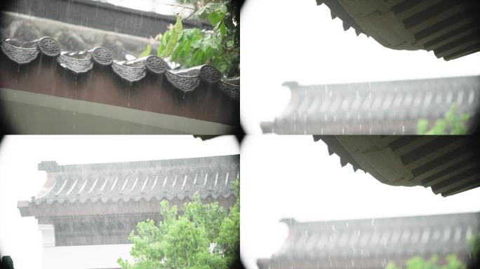 中式建筑  屋檐  雨滴  青瓦房