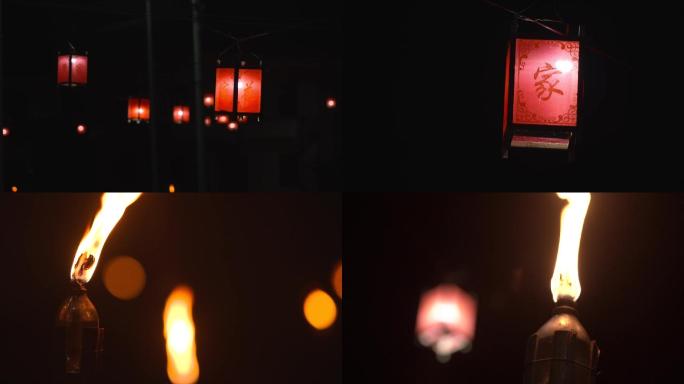 国风红色灯笼火把传统文化中国特色A020