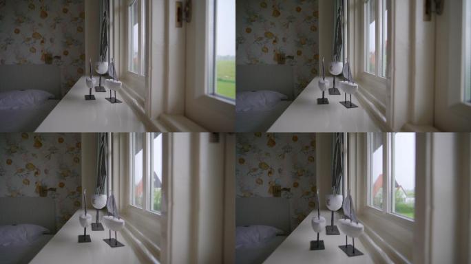 卧室窗户特写镜头摆设摆件窗台